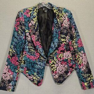 BISOU BISOU Women's XL Floral Blazer Jacket Multicolor